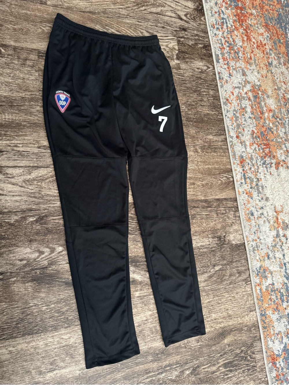 Nike Black Soccer Joggers with White Swoosh and Number 7